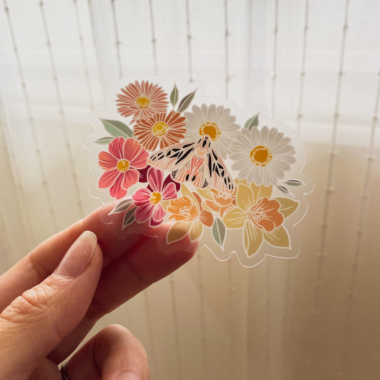 Transparent Butterfly + Wildflower Sticker