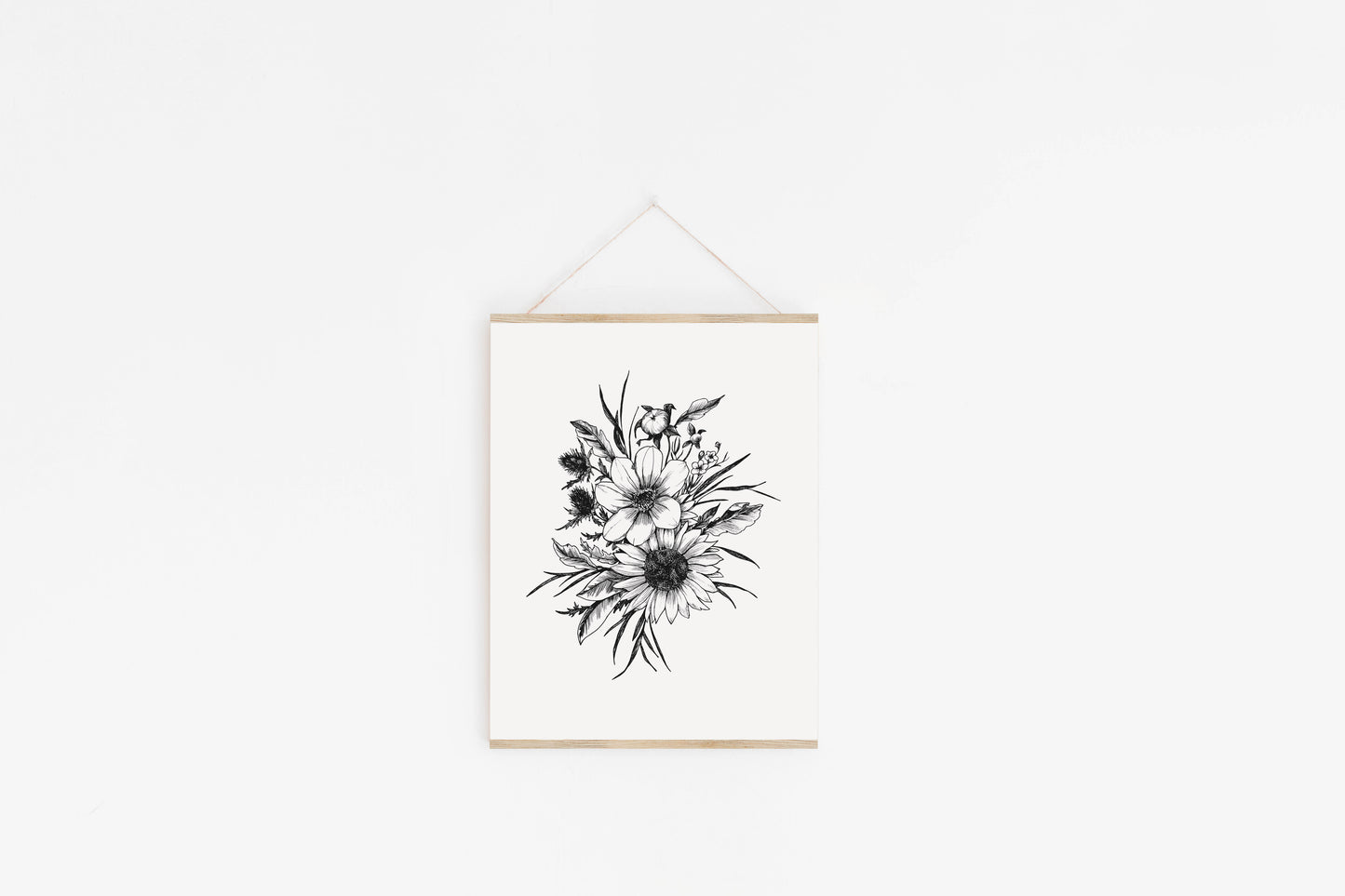 Sunflower + Thistle Art Print {Black}